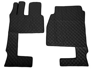 Coppia tappeti in Skeentex - Nero - compatibile per Mercedes Actros MP4 (09/11>09/19) cabina larga, sedile pass. pieghevole, tunnel - Mercedes Actros MP5 (10/19>) cabina larga, sedile pass. pieghevole, tunnel - Mercedes Actros MP5 L (11/21>) cabina larga, sedile pass. pieghevole, tunnel