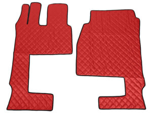 Coppia tappeti in Skeentex - Rosso - compatibile per Mercedes Actros MP4 (09/11>09/19) cabina larga, sedile pass. pieghevole, tunnel - Mercedes Actros MP5 (10/19>) cabina larga, sedile pass. pieghevole, tunnel - Mercedes Actros MP5 L (11/21>) cabina larga, sedile pass. pieghevole, tunnel