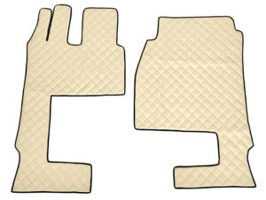 Coppia tappeti in Skeentex - Panna - compatibile per Mercedes Actros MP4 (09/11>09/19) cabina larga, sedile pass. pieghevole, tunnel - Mercedes Actros MP5 (10/19>) cabina larga, sedile pass. pieghevole, tunnel - Mercedes Actros MP5 L (11/21>) cabina larga, sedile pass. pieghevole, tunnel