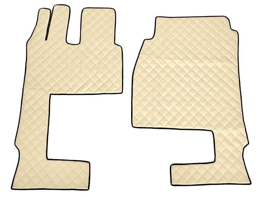 Coppia tappeti in Skeentex - Panna - compatibile per Mercedes Actros MP4 (09/11>09/19) cabina larga, sedile pass. pieghevole, tunnel - Mercedes Actros MP5 (10/19>) cabina larga, sedile pass. pieghevole, tunnel - Mercedes Actros MP5 L (11/21>) cabina larga, sedile pass. pieghevole, tunnel