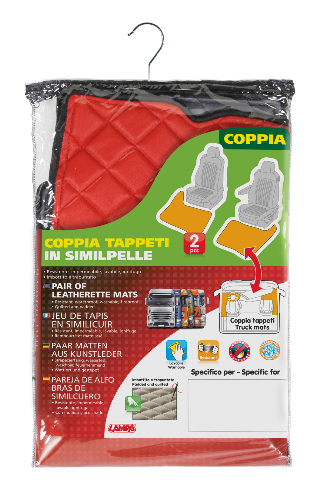 Coppia tappeti in Skeentex - Rosso - compatibile per Renault Premium 2 (09/05>12/13) - immagine 2