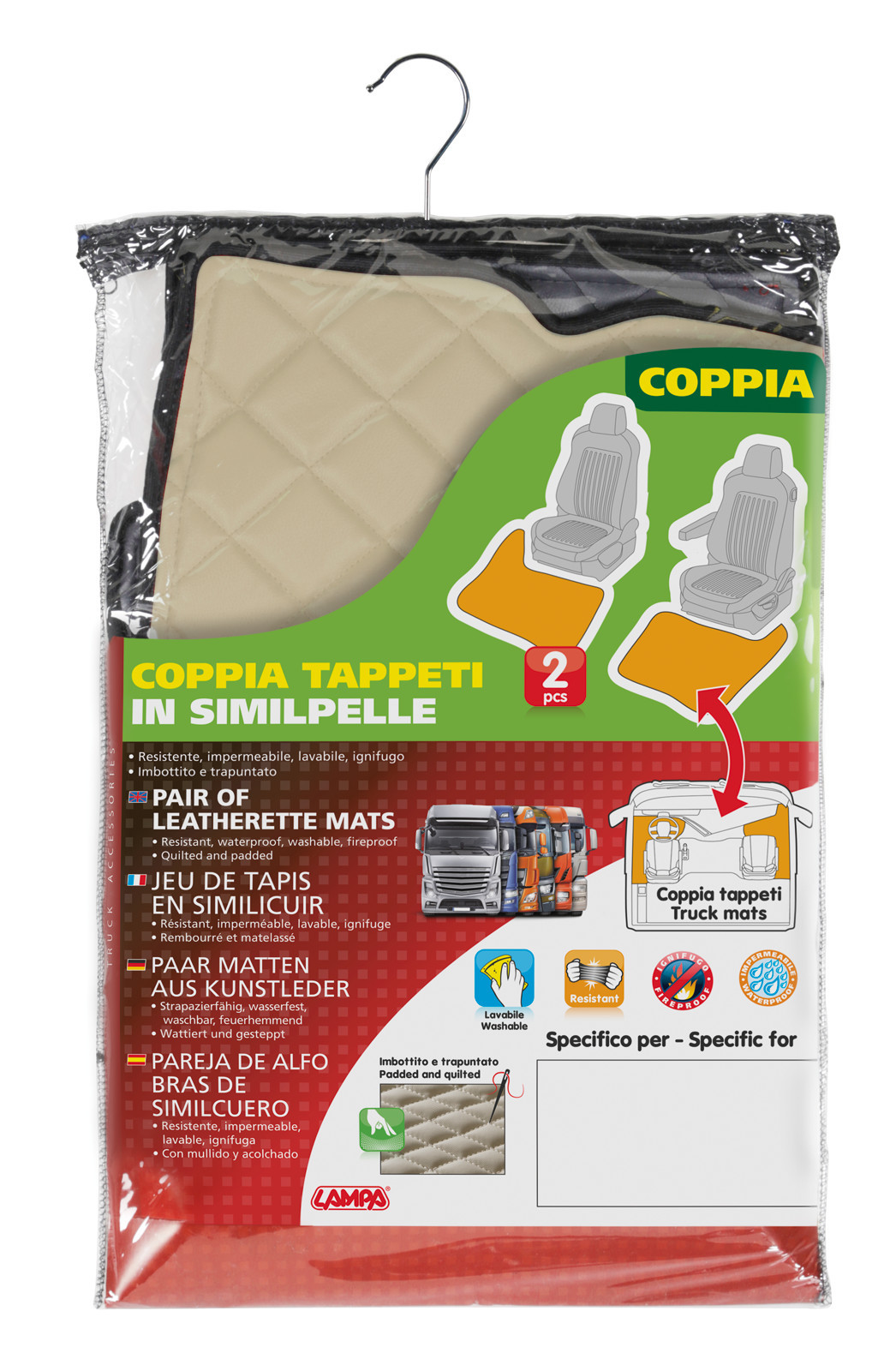 Coppia tappeti in Skeentex - Panna - compatibile per Renault Premium 2 (09/05>12/13) - immagine 2