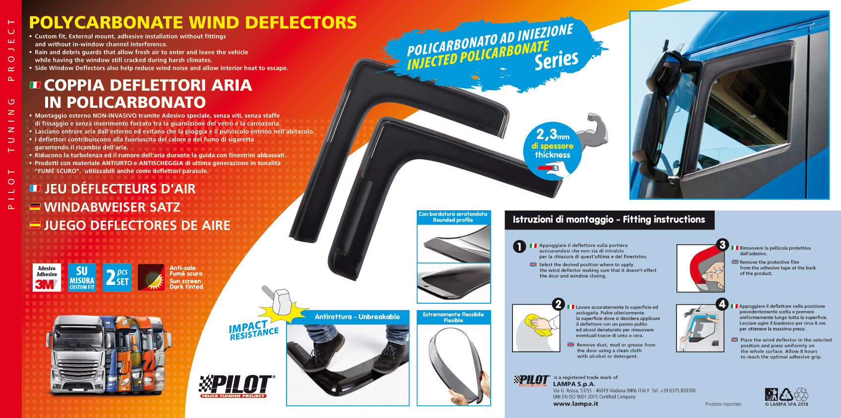 Set deflettori aria in policarbonato - compatibile per Daf XF 105 (02/04>12/14) - Daf XF 95 (11/01>12/07) - immagine 4