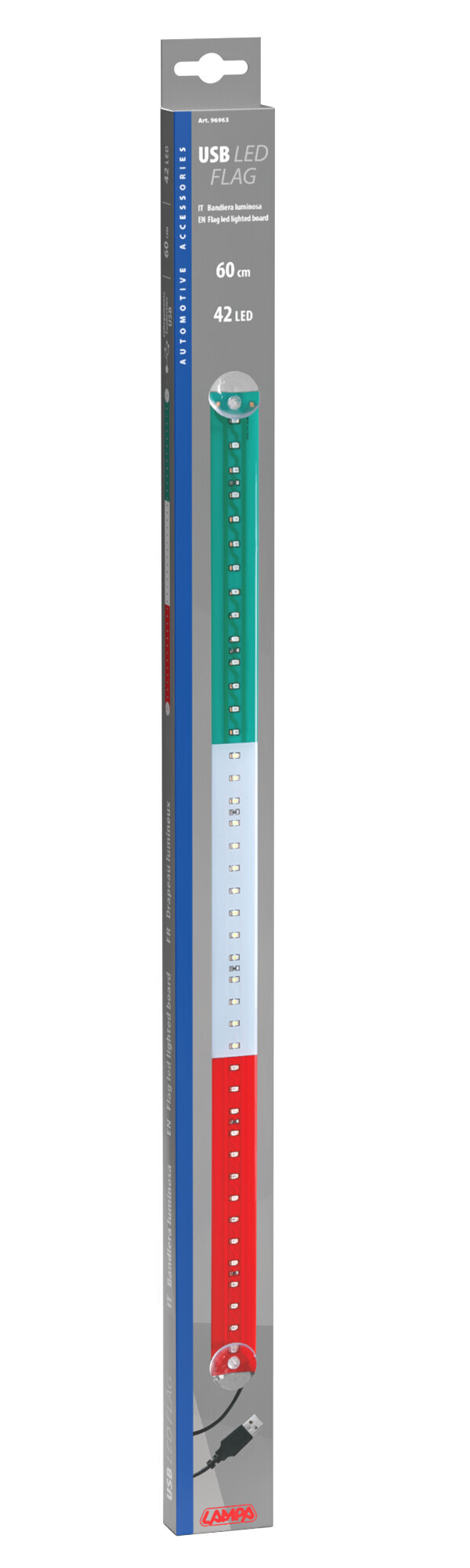 Bandiera luminosa 60 cm, 42 Led, USB - Italia - immagine 4