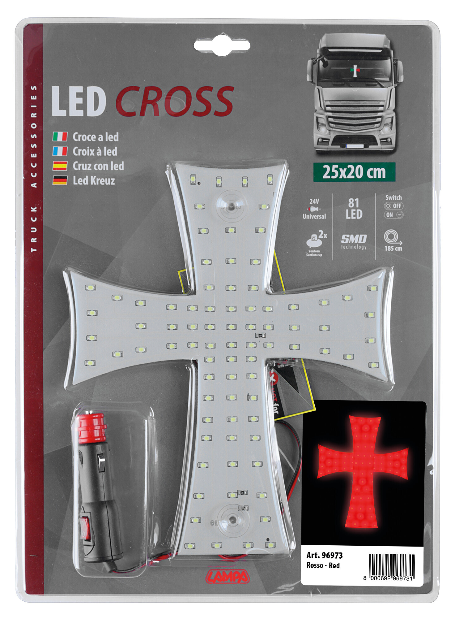 Croce a Led 24V - Rosso - immagine 2