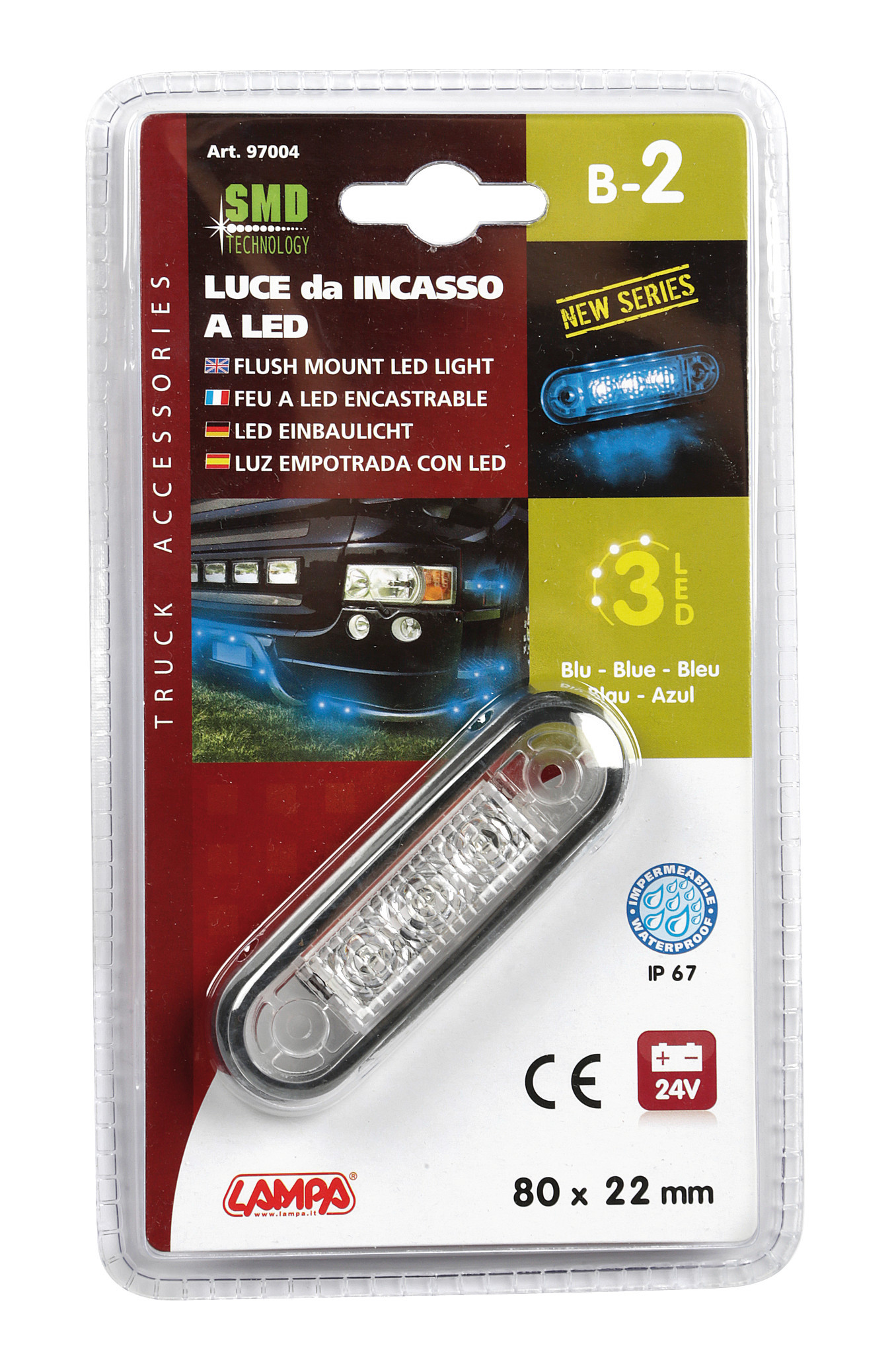 Luce decorativa - 3 Led - 12/24V - Blu - immagine 2