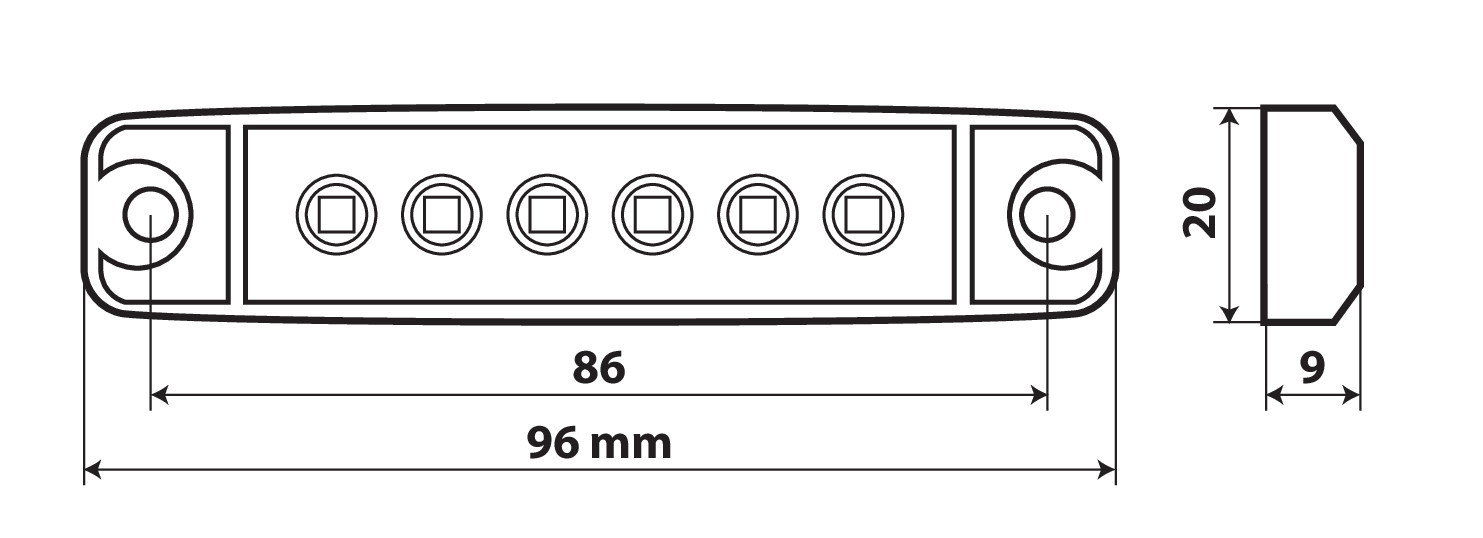 Set 20 pz, luce ingombro - 6 Led - 12/24V - Rosso - immagine 5