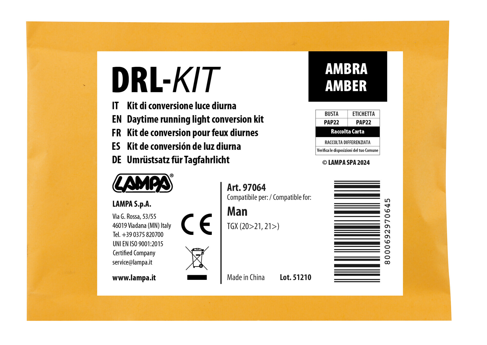 DRL-KIT, Kit di conversione luce diurna - Ambra - compatibile per Man TGX (07/20>) - immagine 2