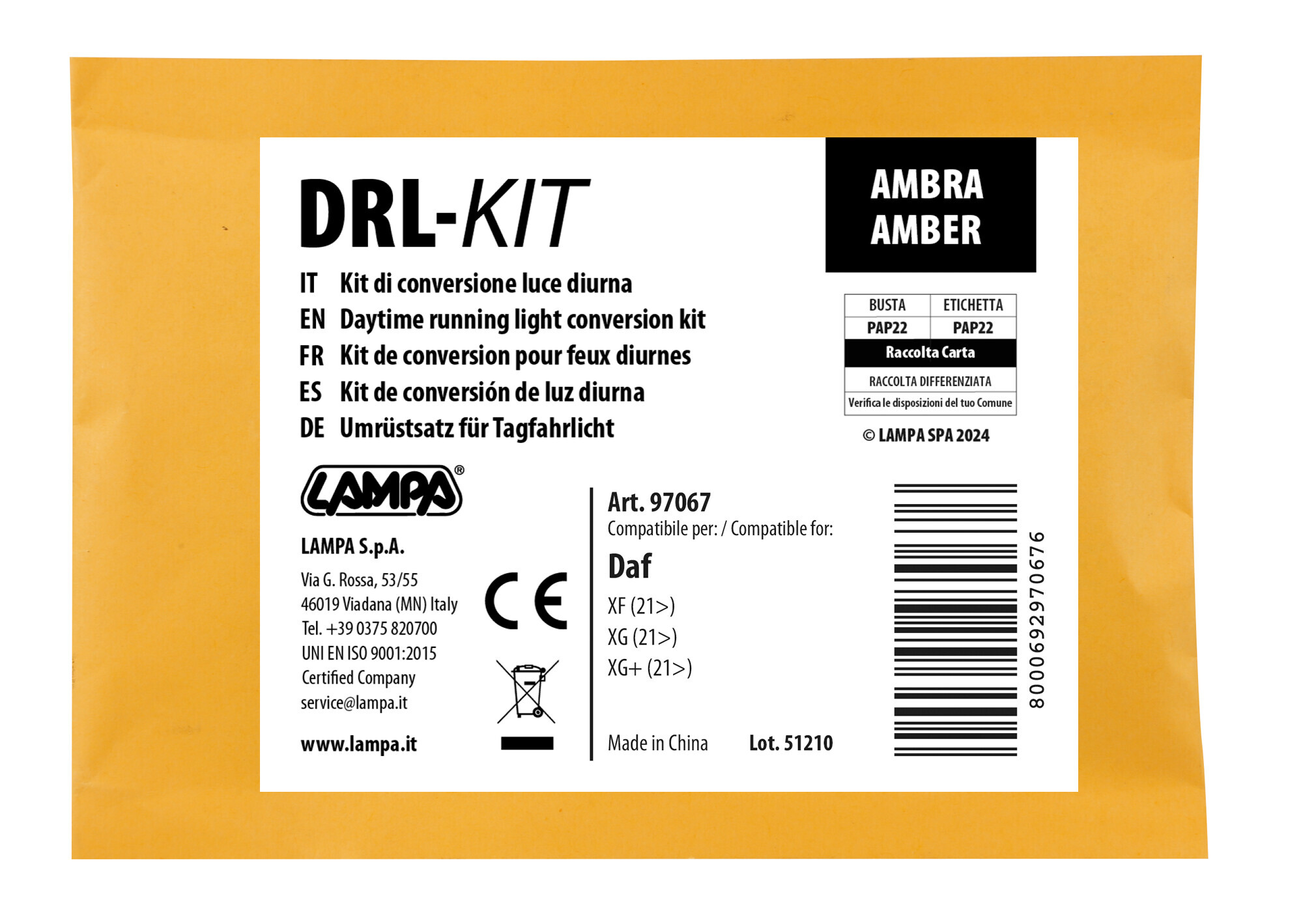 DRL-KIT, Kit di conversione luce diurna - Ambra - compatibile per Daf XF (06/21>) - Daf XG (06/21>) - Daf XG+ (06/21>) - immagine 2