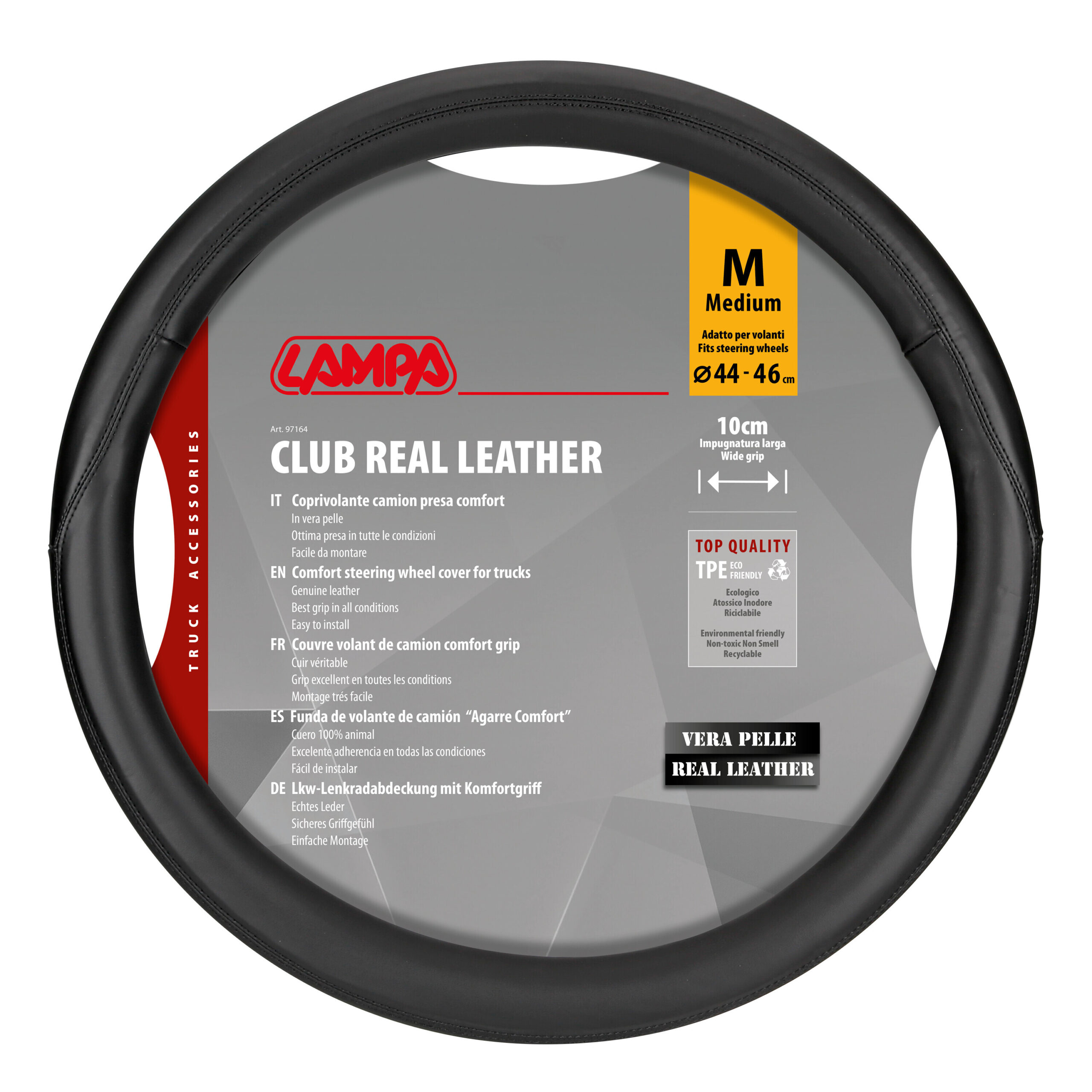 Club, coprivolante in vera pelle - M - Ø 44/46 cm - Nero - immagine 4