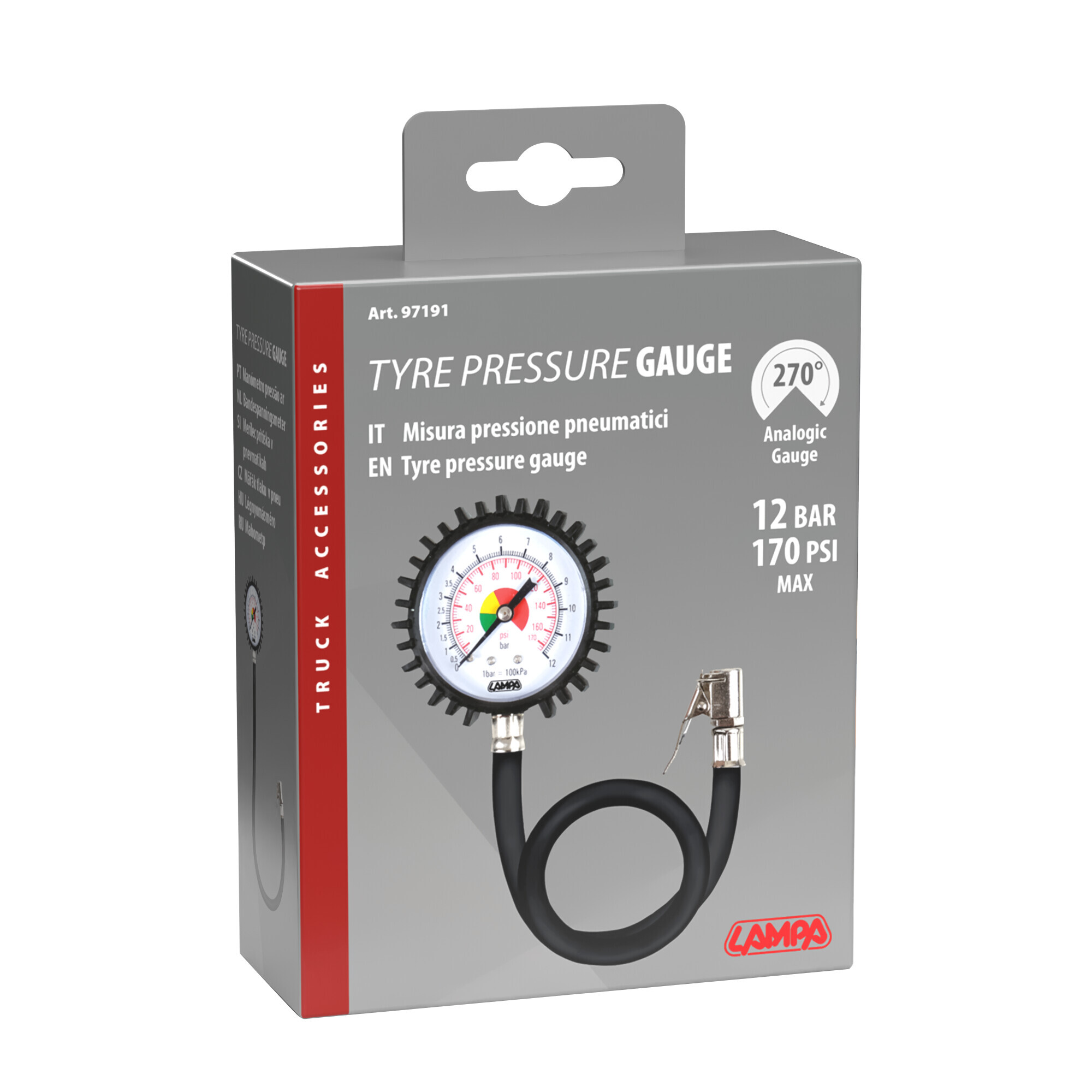 Misura pressione pneumatici con manometro 270° - immagine 3