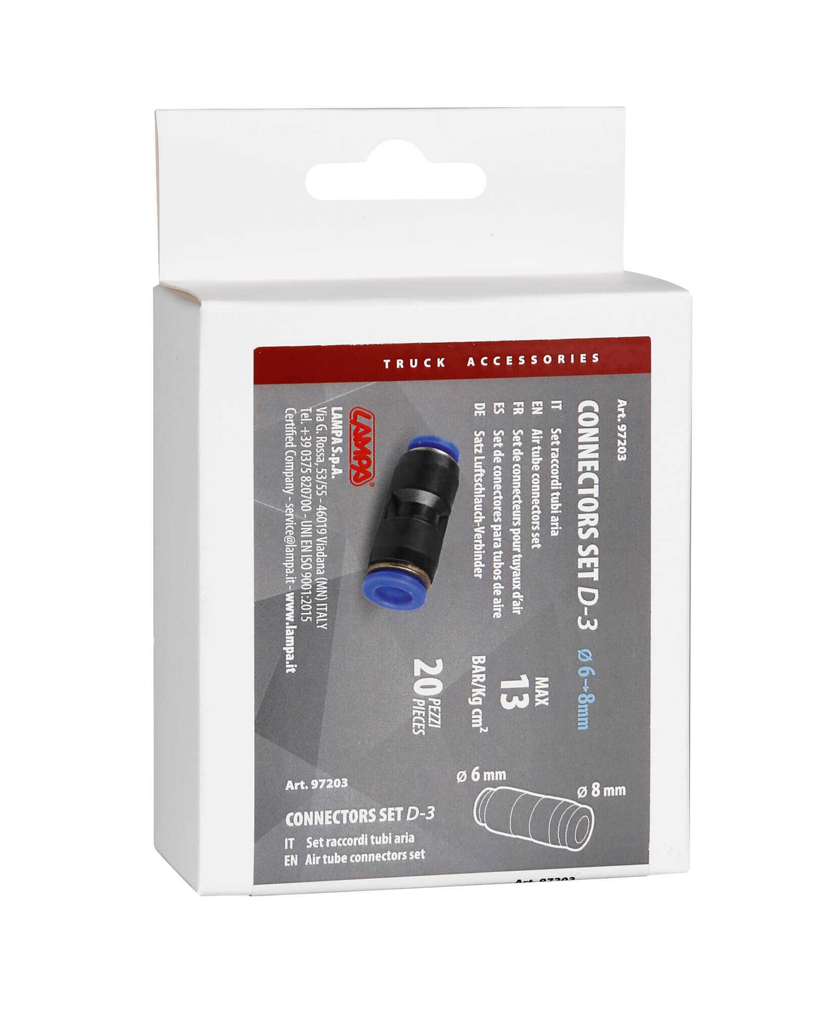 D-3, Adattatore tubi aria, set 20 pz - Ø 6>8 mm - immagine 2