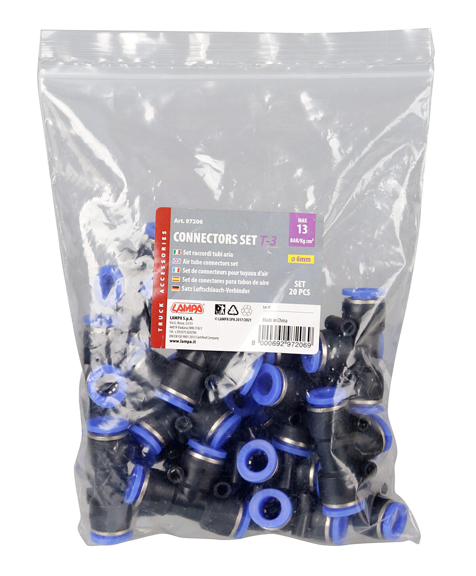 T-3, raccordo tubi aria, set 20 pz - Ø 6 mm - immagine 2