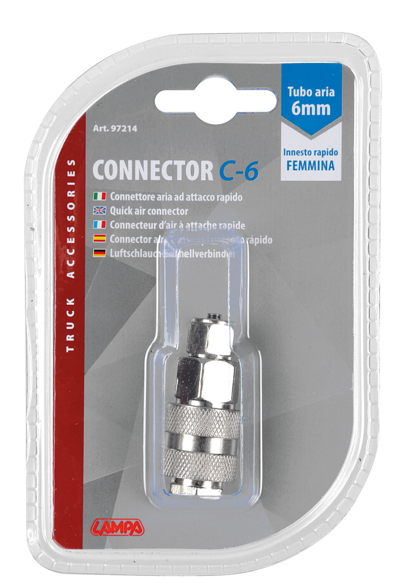 C-6, connettore aria per tubo Ø 6 mm ad attacco rapido femmina - immagine 3