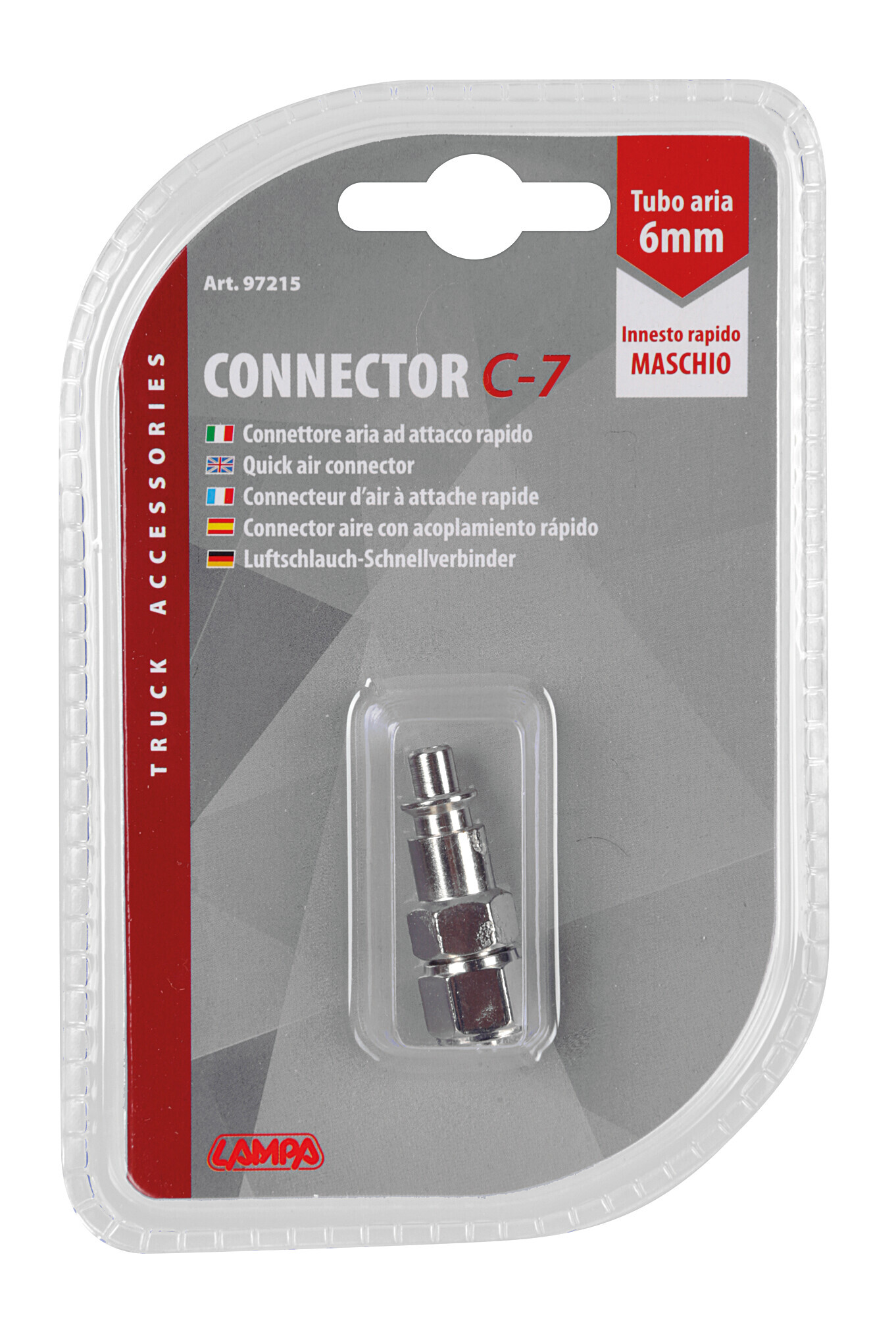 C-7, connettore aria per tubo Ø 6 mm ad attacco rapido maschio - immagine 3