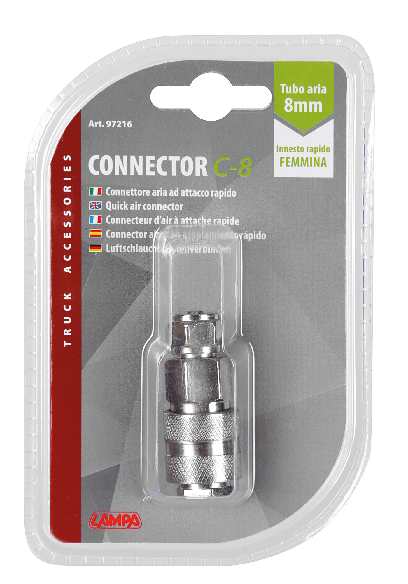C-8, connettore aria per tubo Ø 8 mm ad attacco rapido femmina - immagine 3