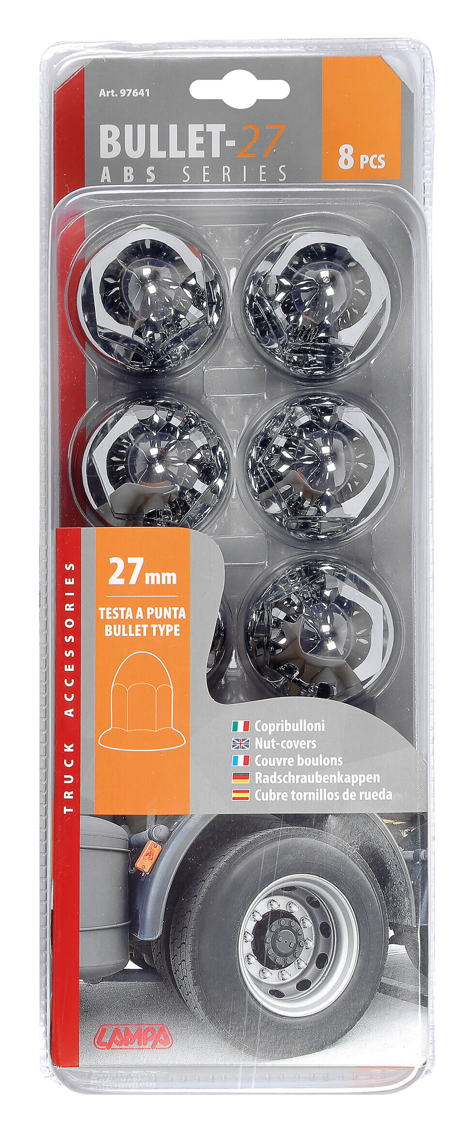 Copribulloni cromati in ABS - Ø 27 mm - Set 8 pz 2 Copribulloni cromati in ABS - Ø 27 mm - Set 8 pz - immagine 2