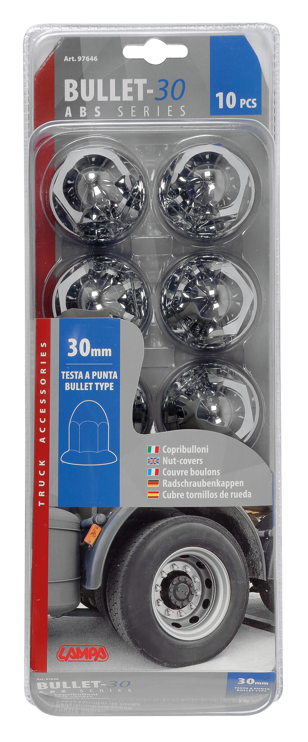 Copribulloni cromati in ABS - Ø 30 mm - Set 10 pz 2 Copribulloni cromati in ABS - Ø 30 mm - Set 10 pz - immagine 2