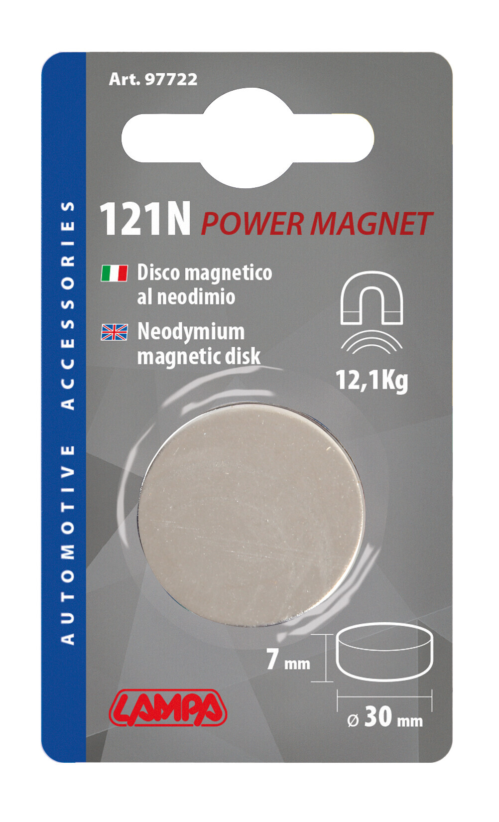 Disco magnetico al neodimio - 121N - 30x7 mm - Blister - Confezione da 6 pezzi - immagine 2