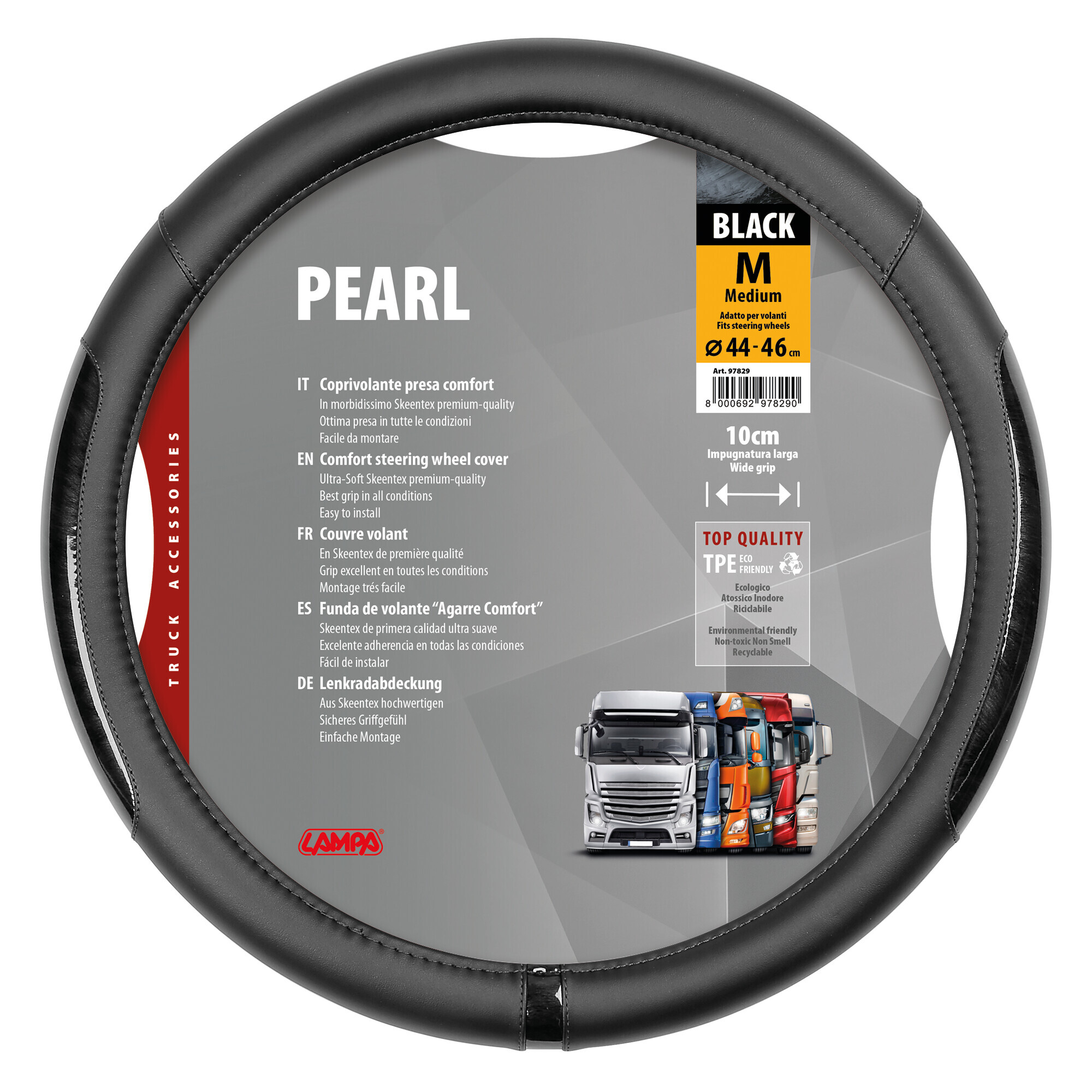 Pearl Black, coprivolante in Skeentex - M - Ø 44/46 cm 1 Pearl Black, coprivolante in Skeentex - M - Ø 44/46 cm