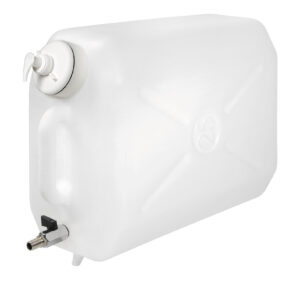 Tanica in plastica, con rubinetto in metallo e dispenser porta sapone - 25 L