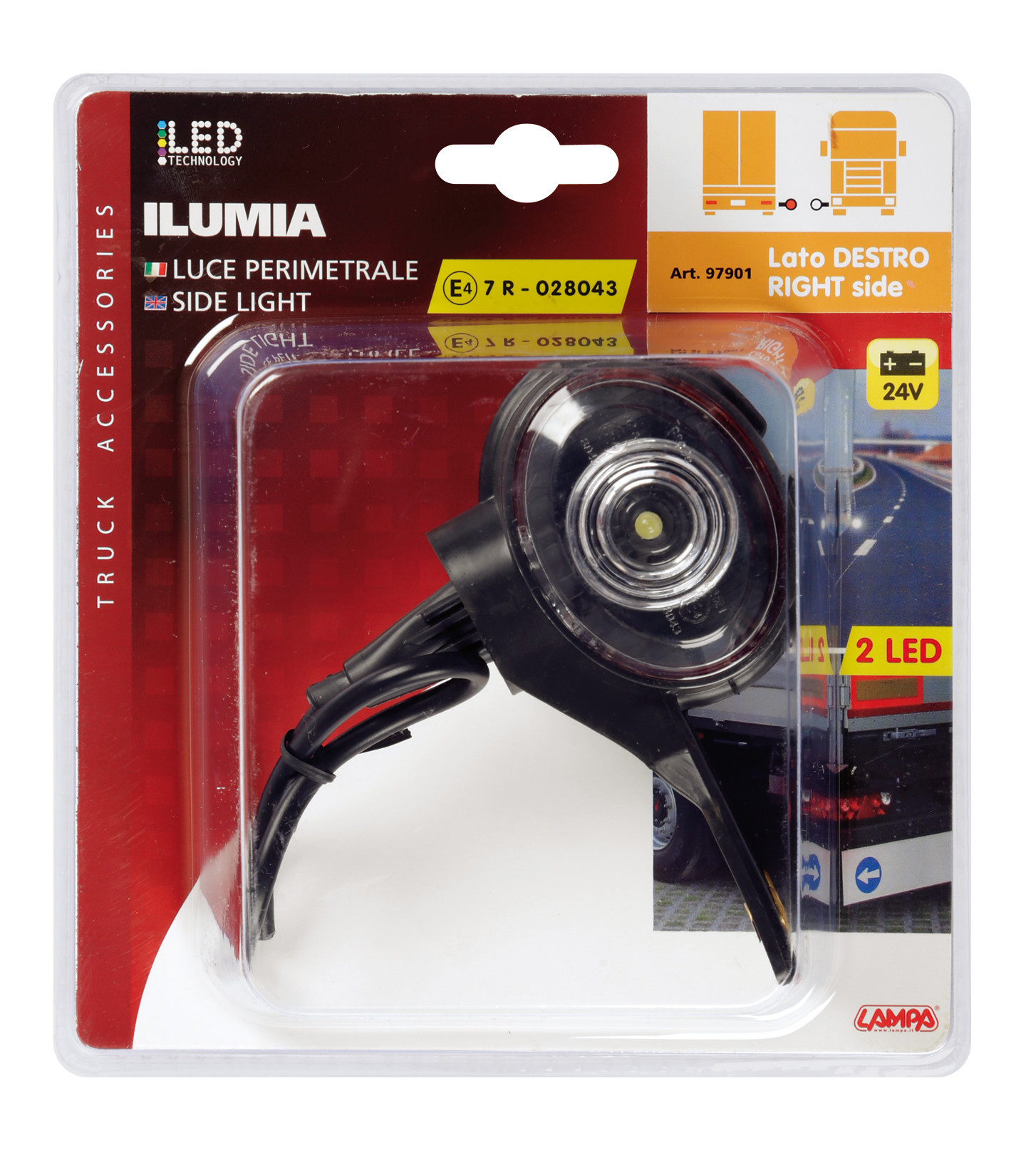 Ilumia, luce ingombro - 2 Led - 24V - Destra 2 Ilumia, luce ingombro - 2 Led - 24V - Destra - immagine 2