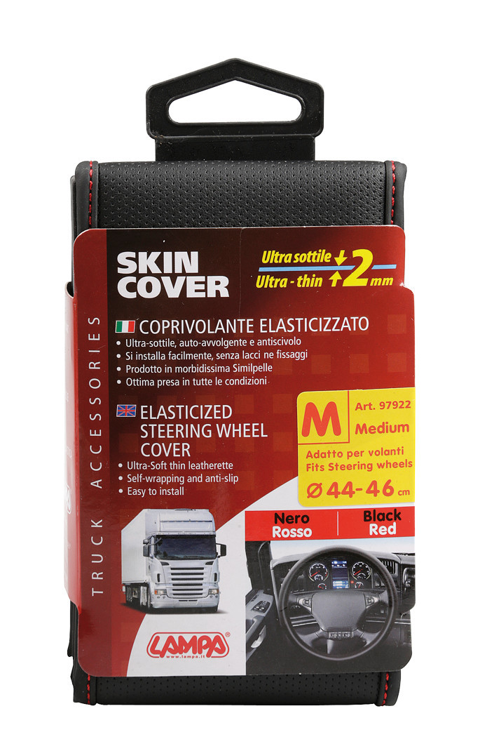 Skin-Cover, coprivolante elasticizzato in Skeentex - Nero/Rosso - M - Ø 44/46 cm 3 Skin-Cover, coprivolante elasticizzato in Skeentex - Nero/Rosso - M - Ø 44/46 cm - immagine 3