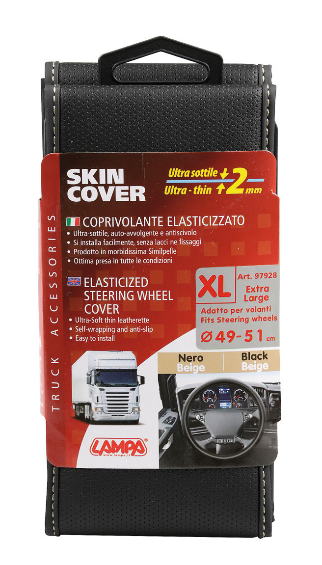 Skin-Cover, coprivolante elasticizzato in Skeentex - Nero/Beige - XL - Ø 49/51 cm 3 Skin-Cover, coprivolante elasticizzato in Skeentex - Nero/Beige - XL - Ø 49/51 cm - immagine 3