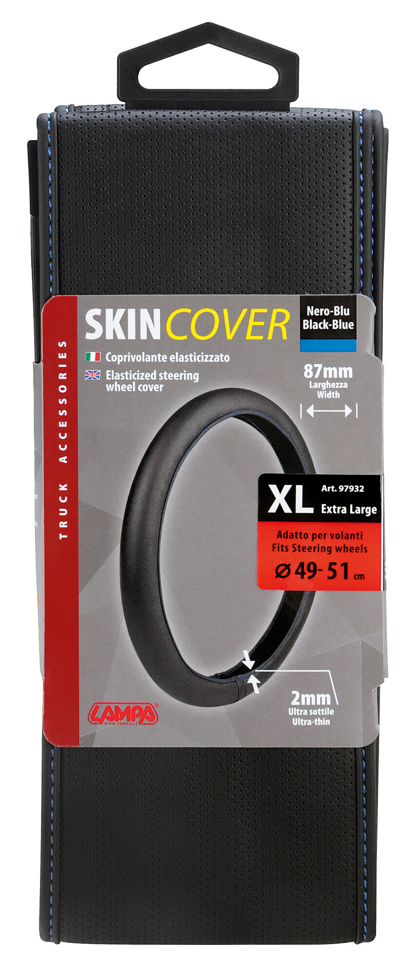 Skin-Cover, coprivolante elasticizzato in Skeentex - Nero/Blu - XL - Ø 49/51 cm - immagine 3