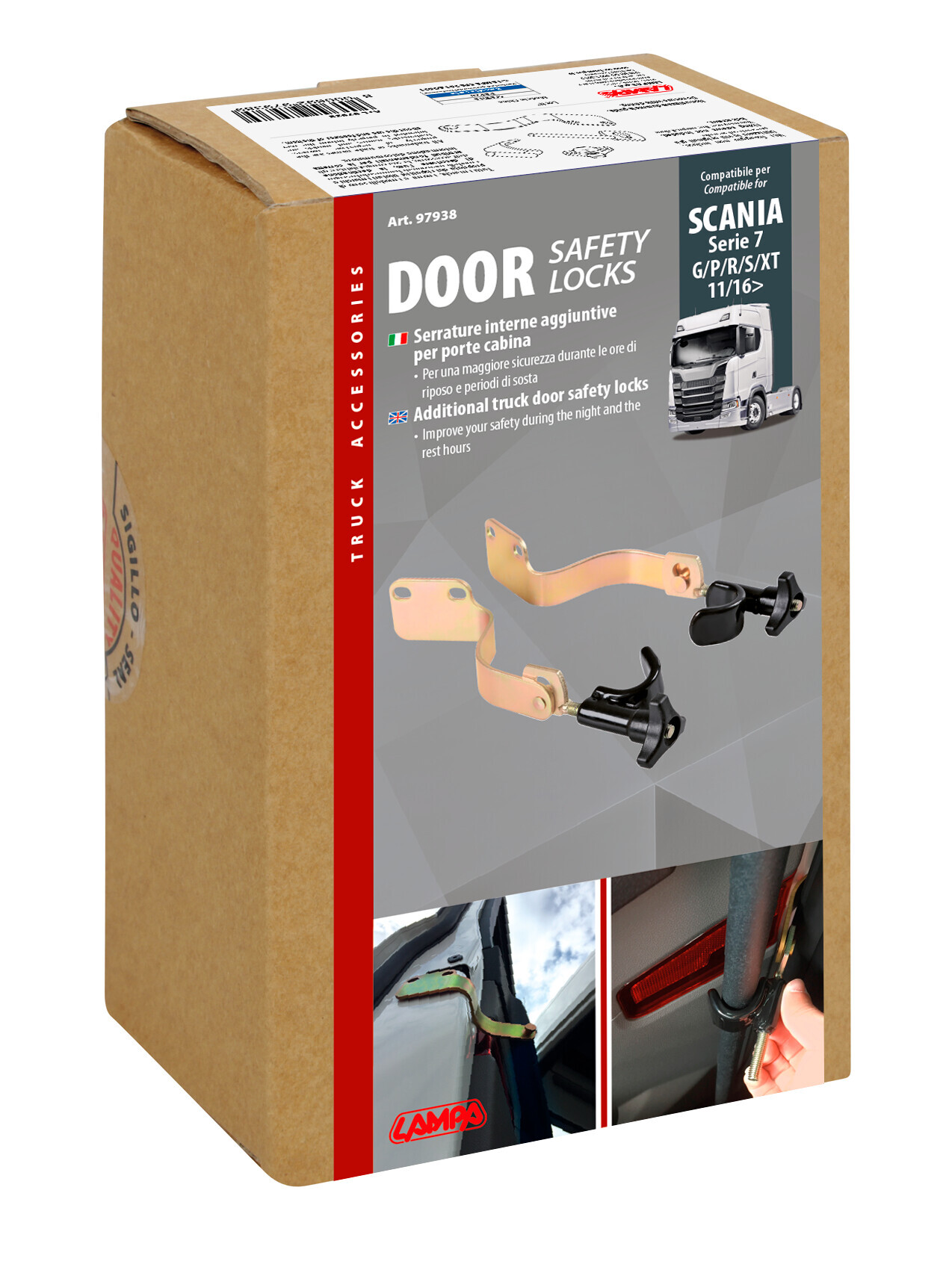 Serrature interne aggiuntive per cabina camion - compatibile per Scania R Serie 7 - New Generation (11/16>) - Scania S Serie 7 - New Generation (11/16>) - Scania G Serie 7 - New Generation (01/18>) - Scania P Serie 7 - New Generation (01/18>) - Scania XT Serie 7 - New Generation (01/18>) - immagine 2