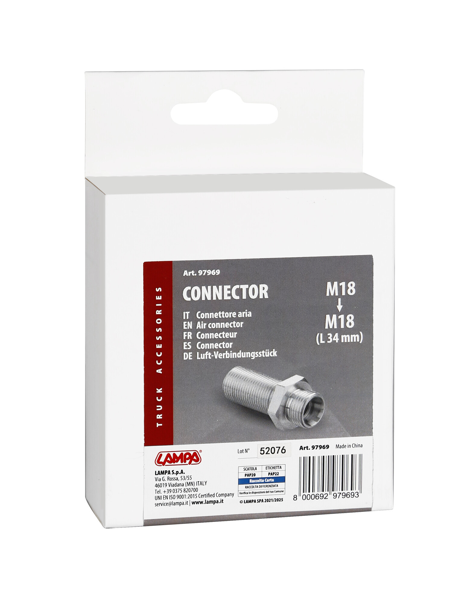 Connettore aria M18 ↔ M18 (L34) - immagine 3