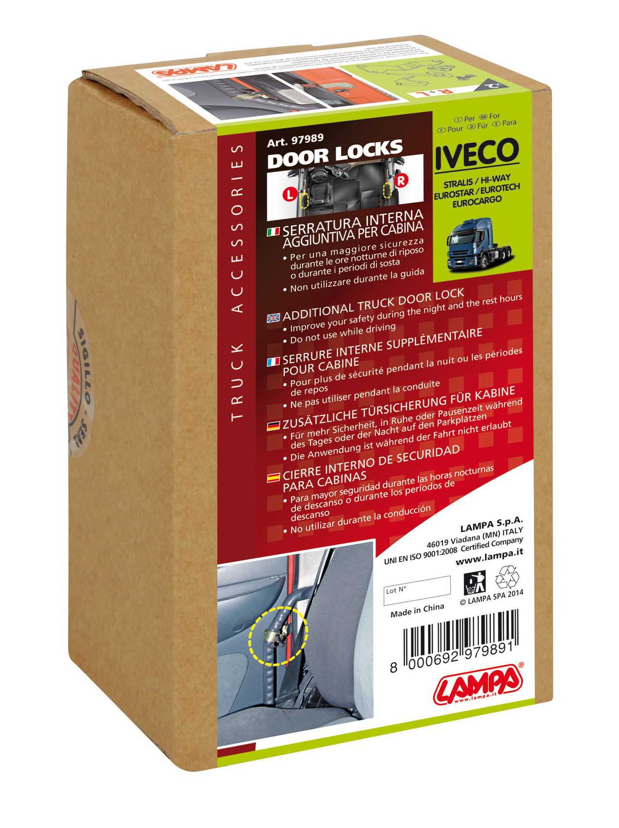 Serrature interne aggiuntive per cabina camion - compatibile per Iveco Eurocargo (10/91>) - Iveco Eurostar (04/92>09/04) - Iveco Eurotech (04/92>09/04) - Iveco Stralis (08/02>12/12) - Iveco Stralis (07/12>12/19) - Iveco Stralis Hi-Way (07/12>08/16) - Iveco Stralis XP (09/16>12/19) - immagine 2