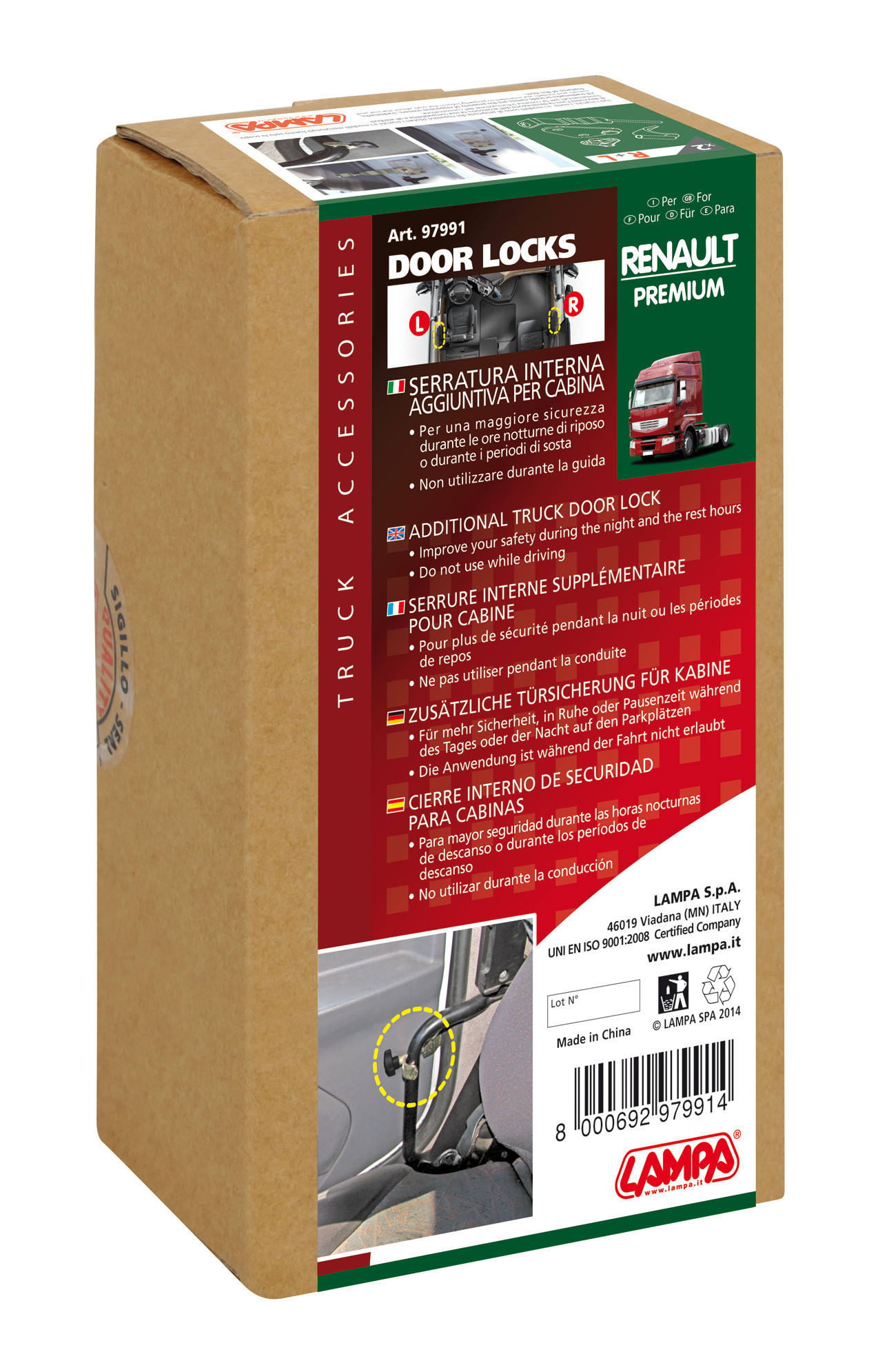 Serrature interne aggiuntive per cabina camion - compatibile per Renault Premium 1 (02/96>04/06) - Renault Premium 2 (09/05>12/13) - immagine 2