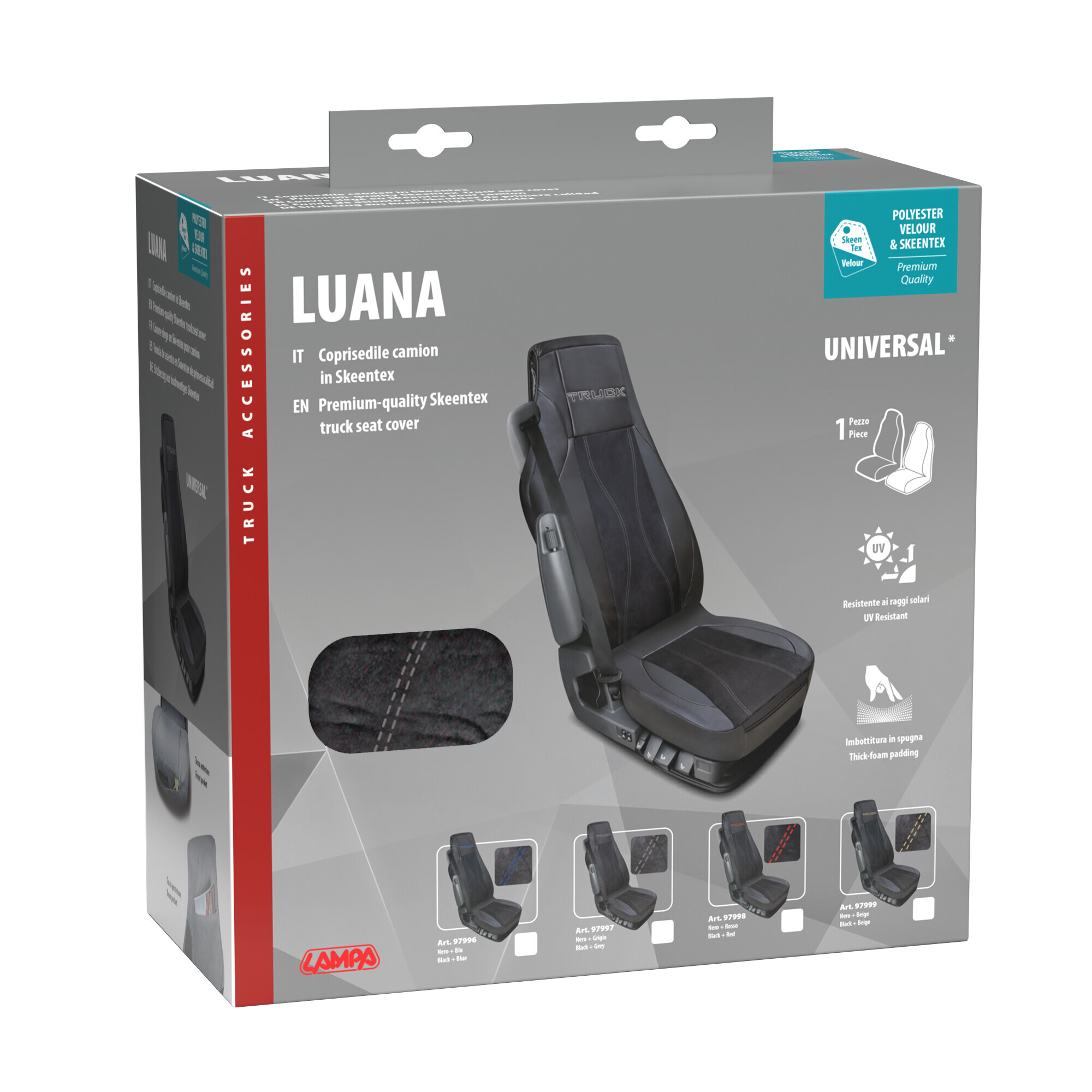 Luana, coprisedile in Skeentex per camion - Nero/Grigio 2 Luana, coprisedile in Skeentex per camion - Nero/Grigio - immagine 2