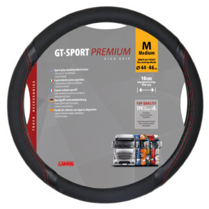 GT-Sport, coprivolante in Skeentex - M - &Oslash; 44/46 cm - Nero/Rosso