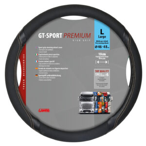 GT-Sport, coprivolante in Skeentex - L - &Oslash; 46/48 cm - Nero/Beige