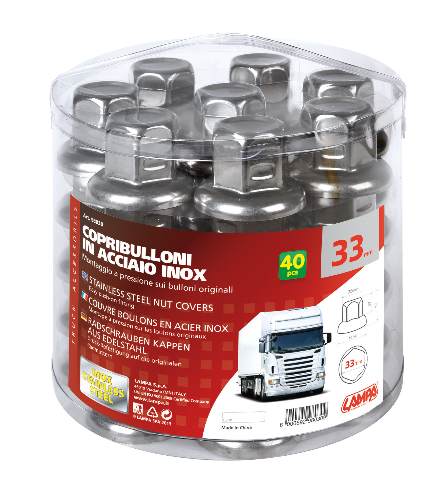 American, Set 40 copribulloni testa piatta in acciaio inox - Ø 33 mm - immagine 2