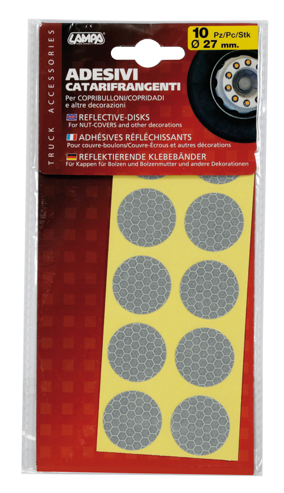 Set 10 adesivi catarifrangenti Ø 27 mm - Bianco - immagine 2