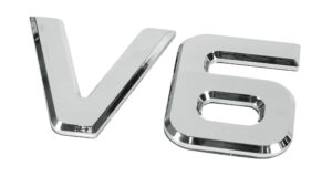 Emblemi motore 3D cromati - 92x165 mm - V6