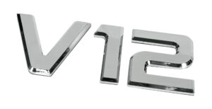 Emblemi motore 3D cromati - 92x210 mm - V12