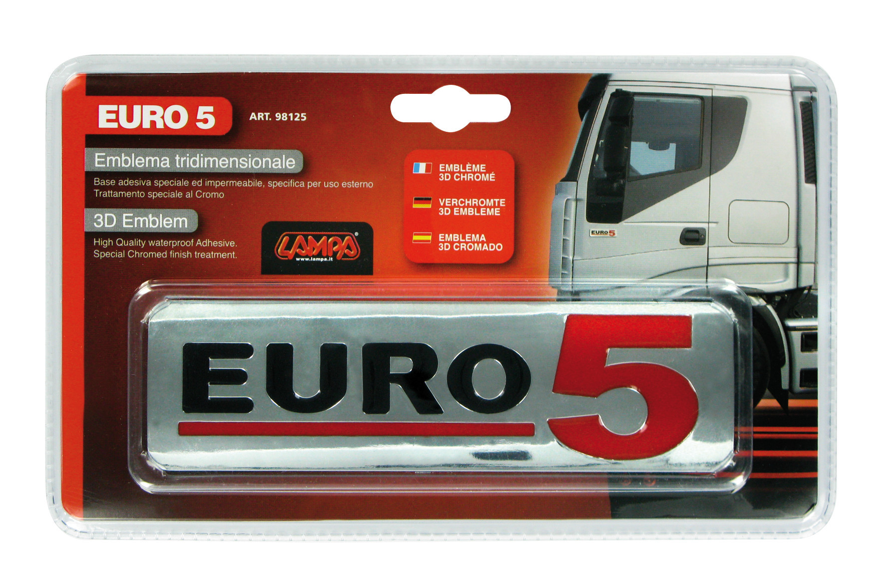 Emblema Antinquinamento 3D cromato - 170x50 mm - Euro 5 - immagine 2