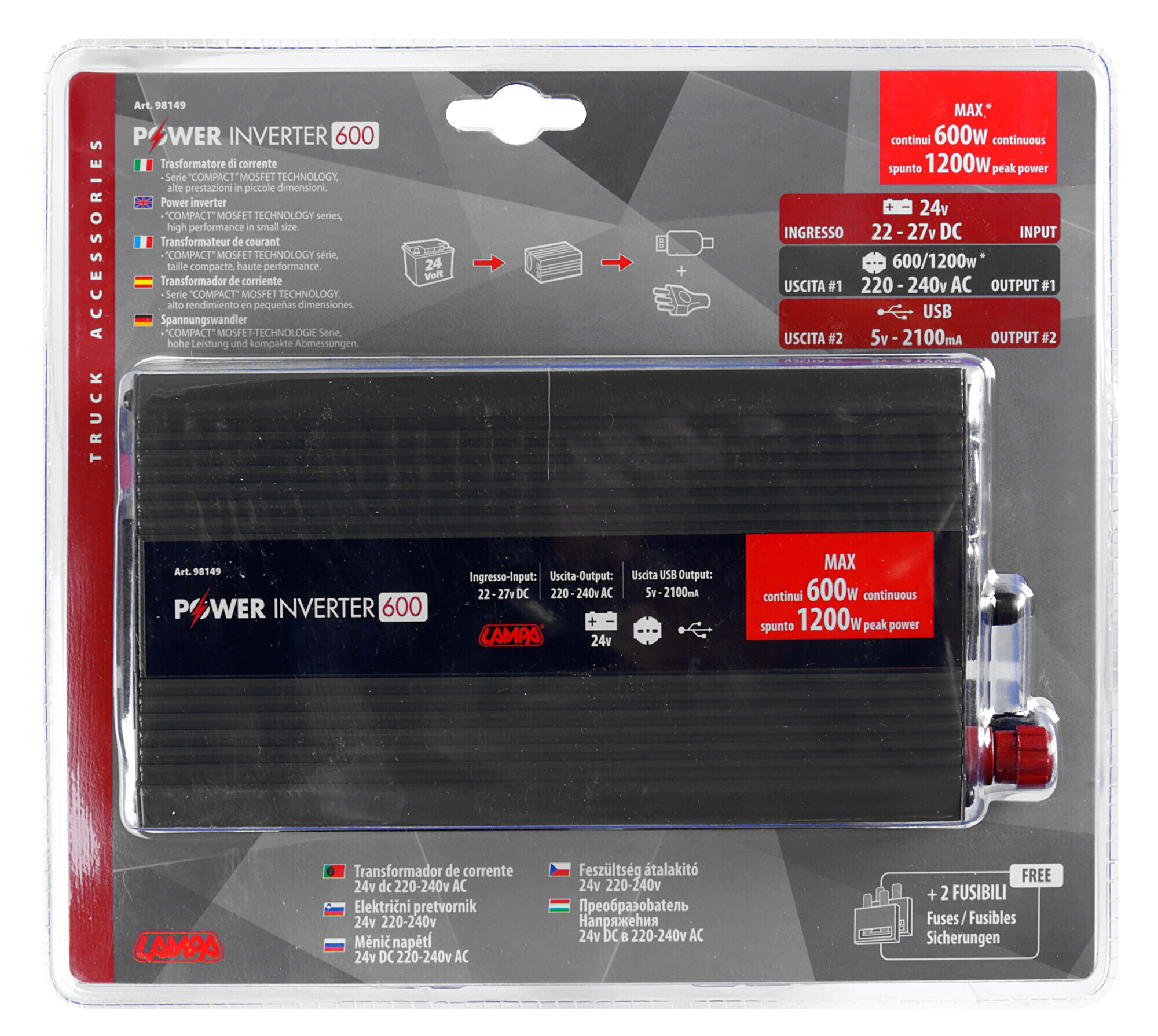 Power Inverter 600, trasformatore 24V > 220V 9 Power Inverter 600, trasformatore 24V > 220V - immagine 9