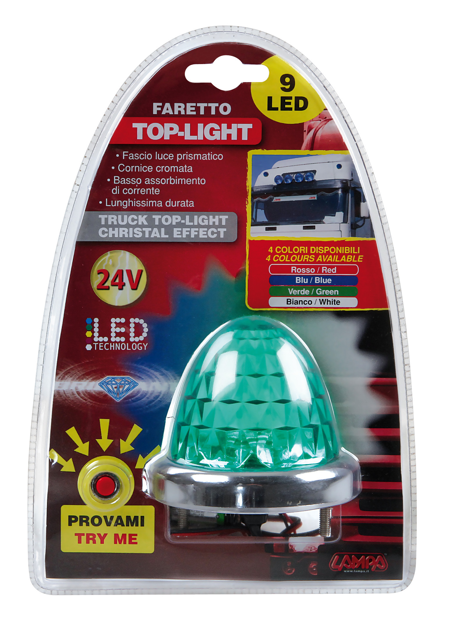 Top Light, faretto - 9 Led - 24V - Verde - immagine 2