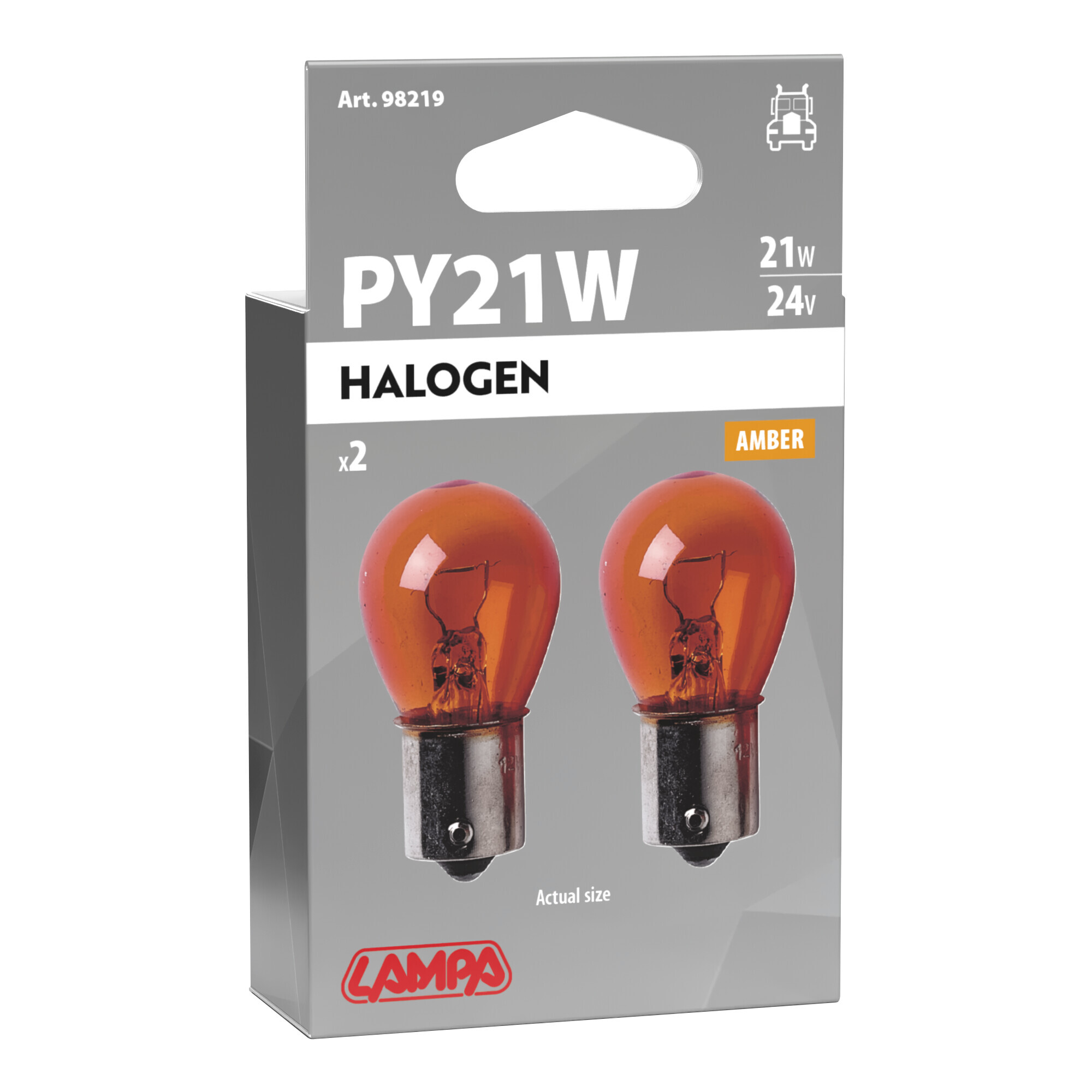 24V Lampada 1 filamento - PY21W - 21W - BAU15s - 2 pz - Scatola - Arancio - immagine 2