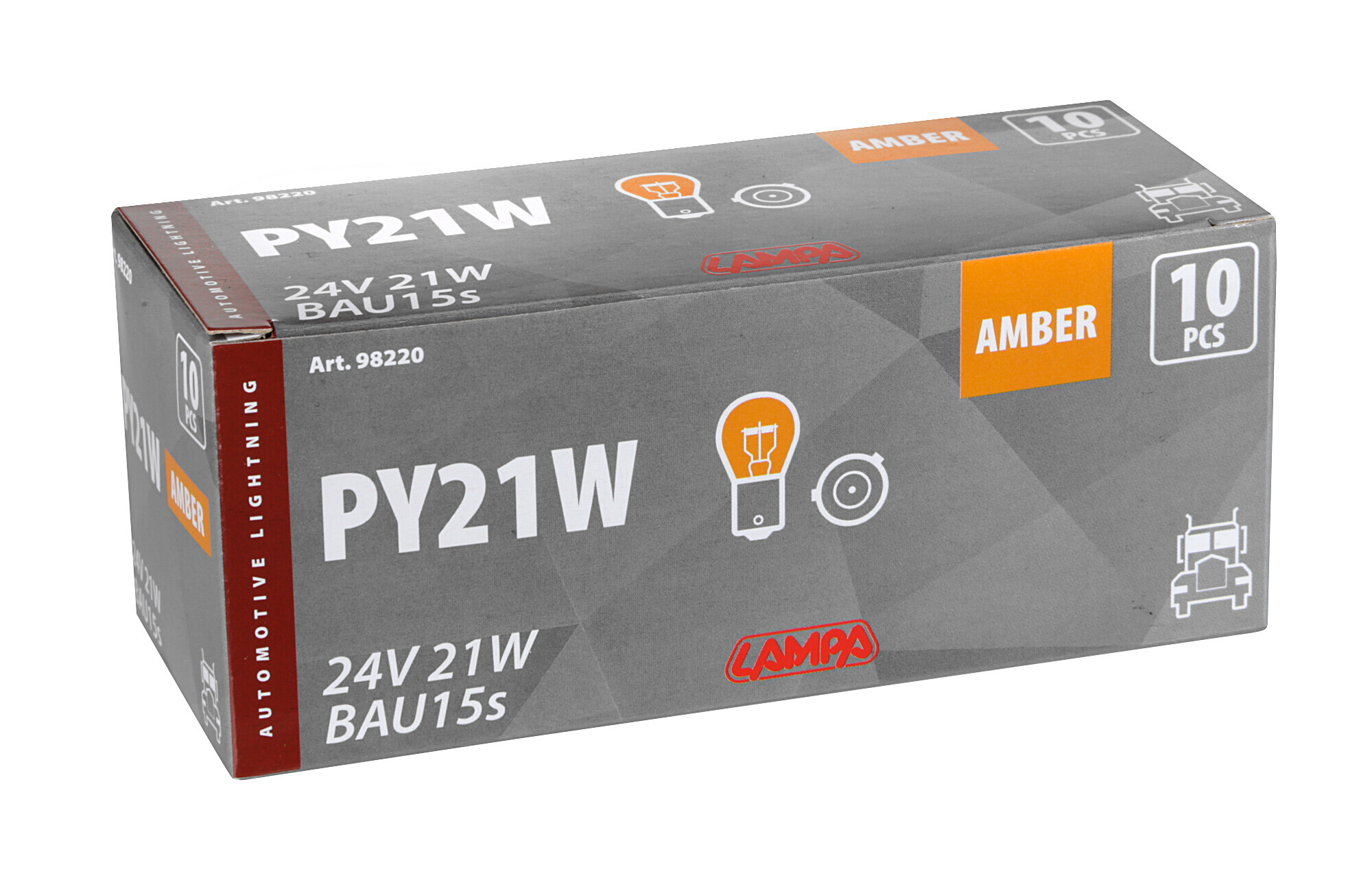 24V Lampada 1 filamento - PY21W - 21W - BAU15s - 10 pz - Scatola - Arancio - immagine 2