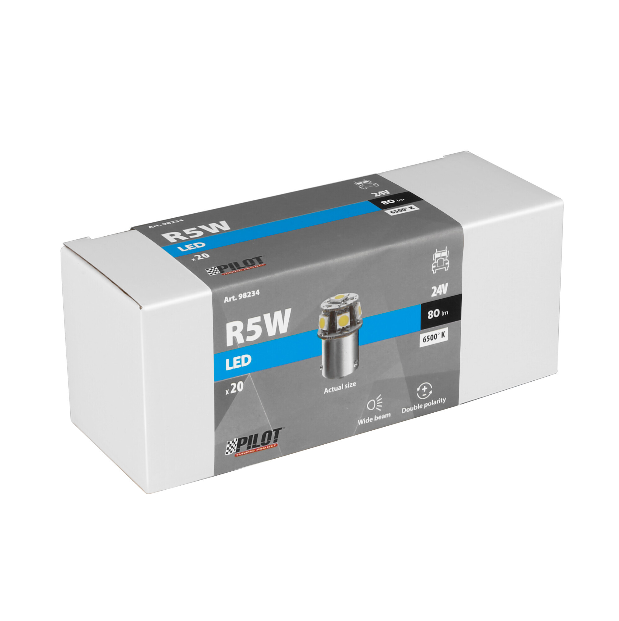 24/28V Led Series - 6 SMD x 3 chips - (R5W-R10W) - BA15s - 20 pz - Scatola - Bianco - Doppia polarità