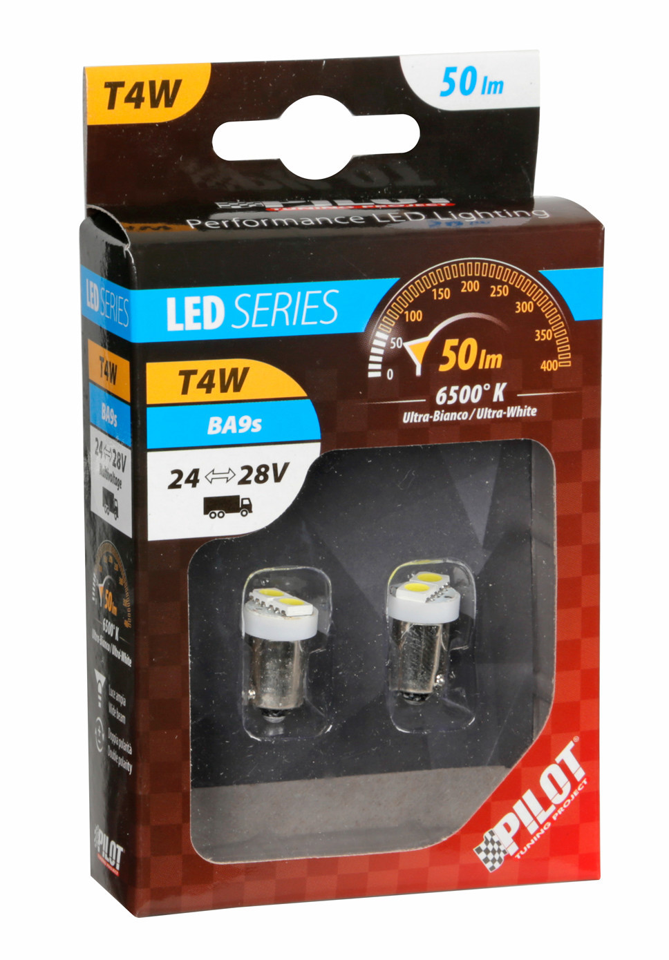 24/28V Led Series - 2 SMD x 3 chips - (T4W) - BA9s - 2 pz - D/Blister - Bianco - Doppia polarità - immagine 2