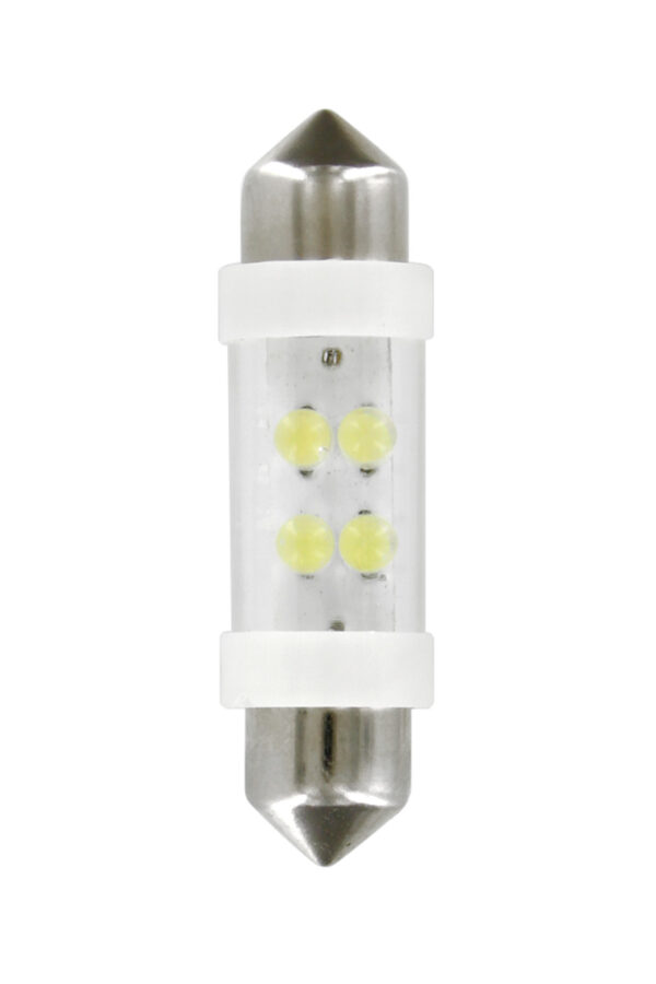 24V Led Series - 4 Led - 11x38 mm - SV8,5-8 - 2 pz  - Scatola - Bianco