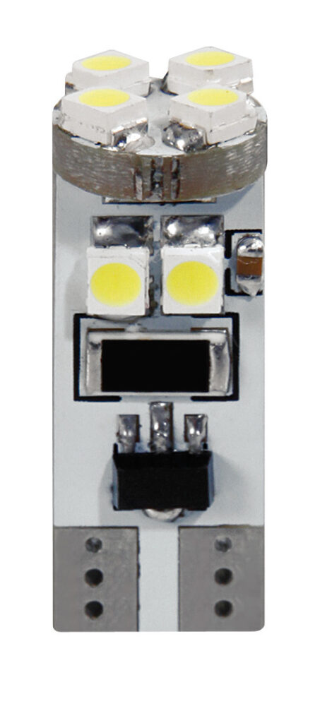 24V Hyper-Led 24 - 8 SMD x 3 chips - (T10) - Trifocus - W2,1x9,5d - 2 pz - Scatola - Rosso - Doppia polarità - Resistenza incorporata