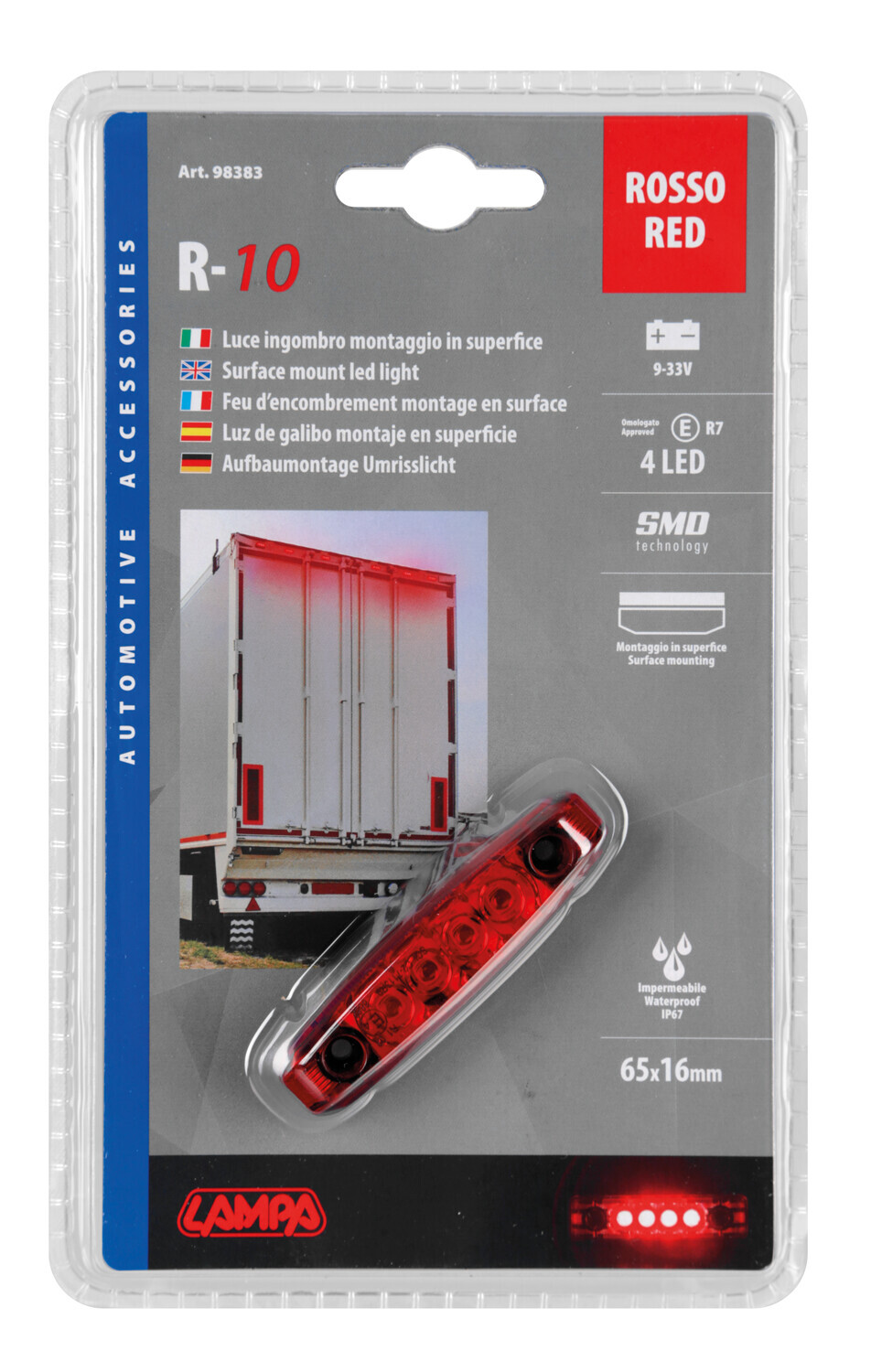 Luce ingombro - 4 Led - 24V - Rosso 2 Luce ingombro - 4 Led - 24V - Rosso - immagine 2
